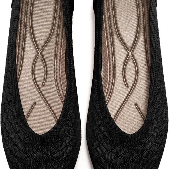 Shoes - Womens Ballet Flats Knit Slip-On Comfortable Pointed Toe Dress Shoes